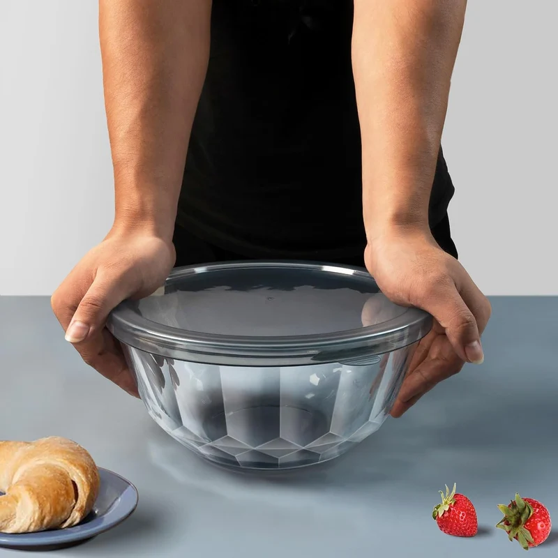 Glass Mixing Bowls with Lids Sets, 5 Packs Thick Glass Nesting Bowls for Kitchen Baking, Meal Prepping, Bpa Free, Dishwasher Safe, 0.5/0.8/1.6/2.7/4.4 Qt