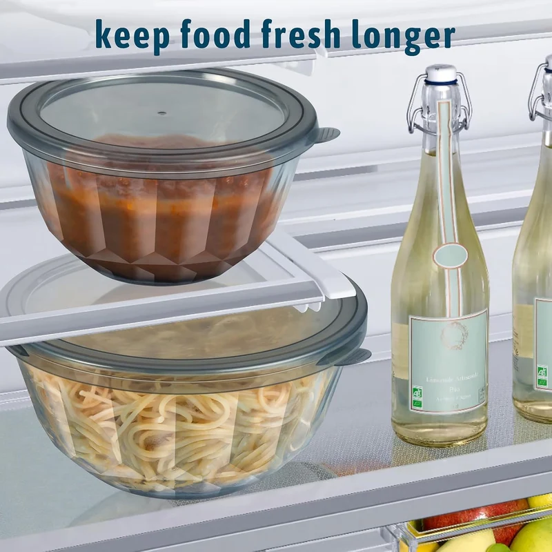 Glass Mixing Bowls with Lids Sets, 5 Packs Thick Glass Nesting Bowls for Kitchen Baking, Meal Prepping, Bpa Free, Dishwasher Safe, 0.5/0.8/1.6/2.7/4.4 Qt