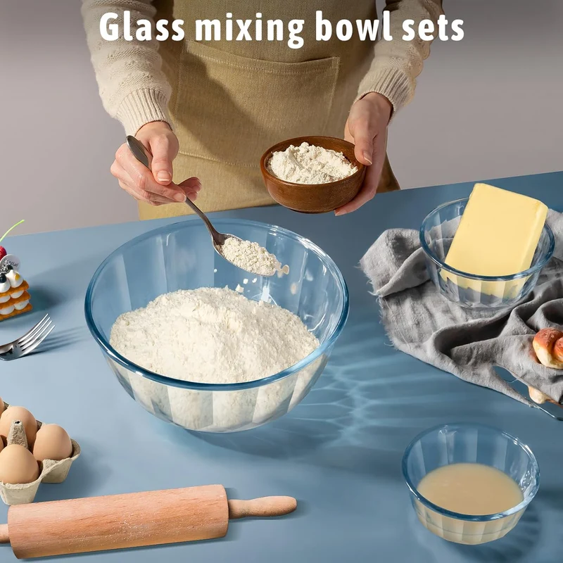 Glass Mixing Bowls with Lids Sets, 5 Packs Thick Glass Nesting Bowls for Kitchen Baking, Meal Prepping, Bpa Free, Dishwasher Safe, 0.5/0.8/1.6/2.7/4.4 Qt