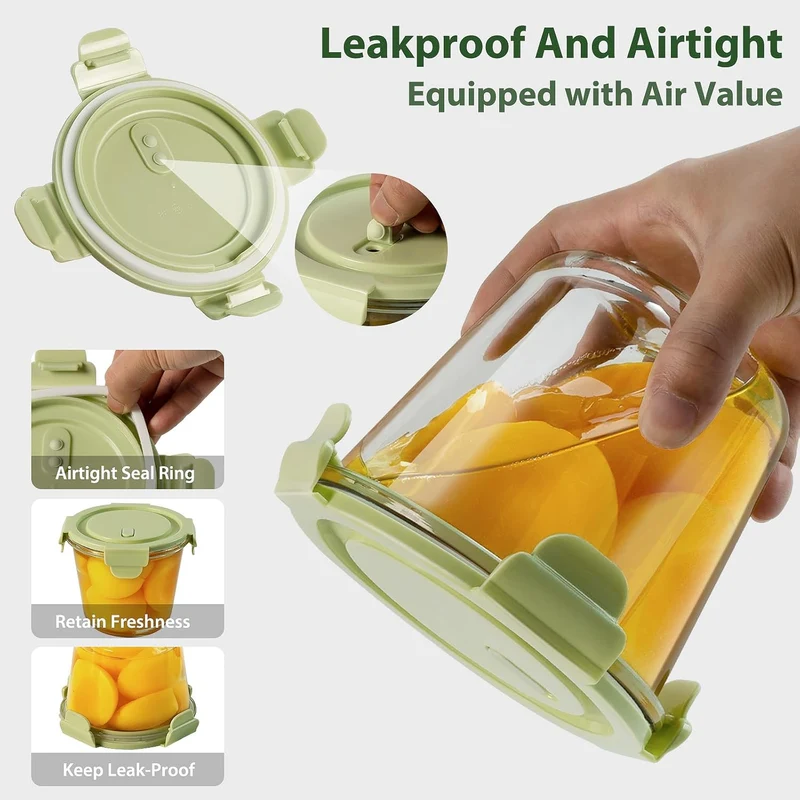 8 PCS Glass Meal Prep Containers with Lids, Airtight 3-Cup Glass Storage Containers Set, Heat-Resistant BPA-Free for Soup Leftover, Microwave, Dishwasher, and Freezer Safe (4 Packs Mixed colors)