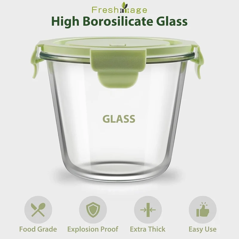 8 PCS Glass Meal Prep Containers with Lids, Airtight 3-Cup Glass Storage Containers Set, Heat-Resistant BPA-Free for Soup Leftover, Microwave, Dishwasher, and Freezer Safe (4 Packs Mixed colors)