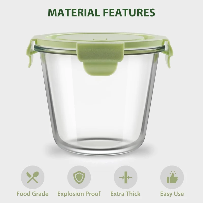12 PCS Glass Meal Prep Containers with Lids, Airtight 3-Cup Glass Storage Containers Set, Heat-Resistant BPA-Free for Soup Leftover, Microwave, Dishwasher, and Freezer Safe (6 Packs Mixed colors)