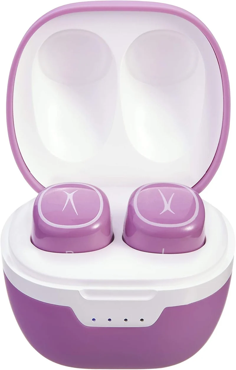 Altec Lansing Nanobuds - Truly Wireless Earbuds with Charging Case, TWS Waterproof Bluetooth Earbuds with Touch Controls for Travel, Sports, Running, Working (Purpley Pink)