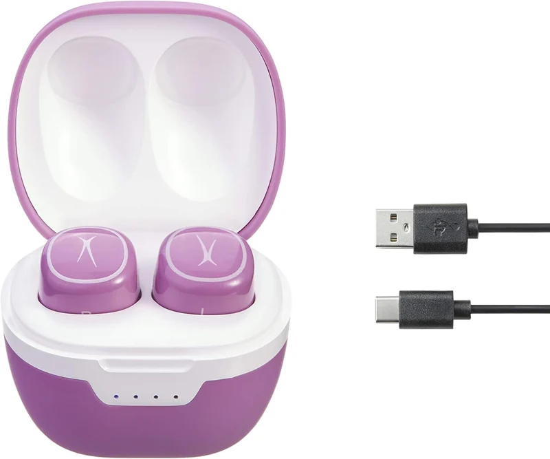 Altec Lansing Nanobuds - Truly Wireless Earbuds with Charging Case, TWS Waterproof Bluetooth Earbuds with Touch Controls for Travel, Sports, Running, Working (Purpley Pink)