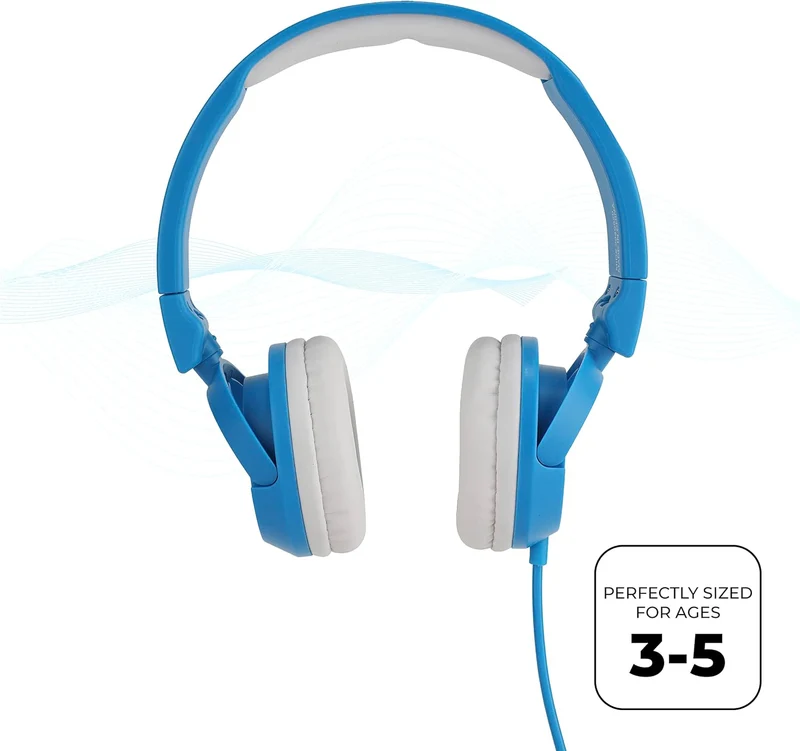 Altec Lansing Over The Ears Kids Headphones - Volume Limiting Technology for Developing Ears, Ages 3-5, Perfect for Learning from Home, Blue