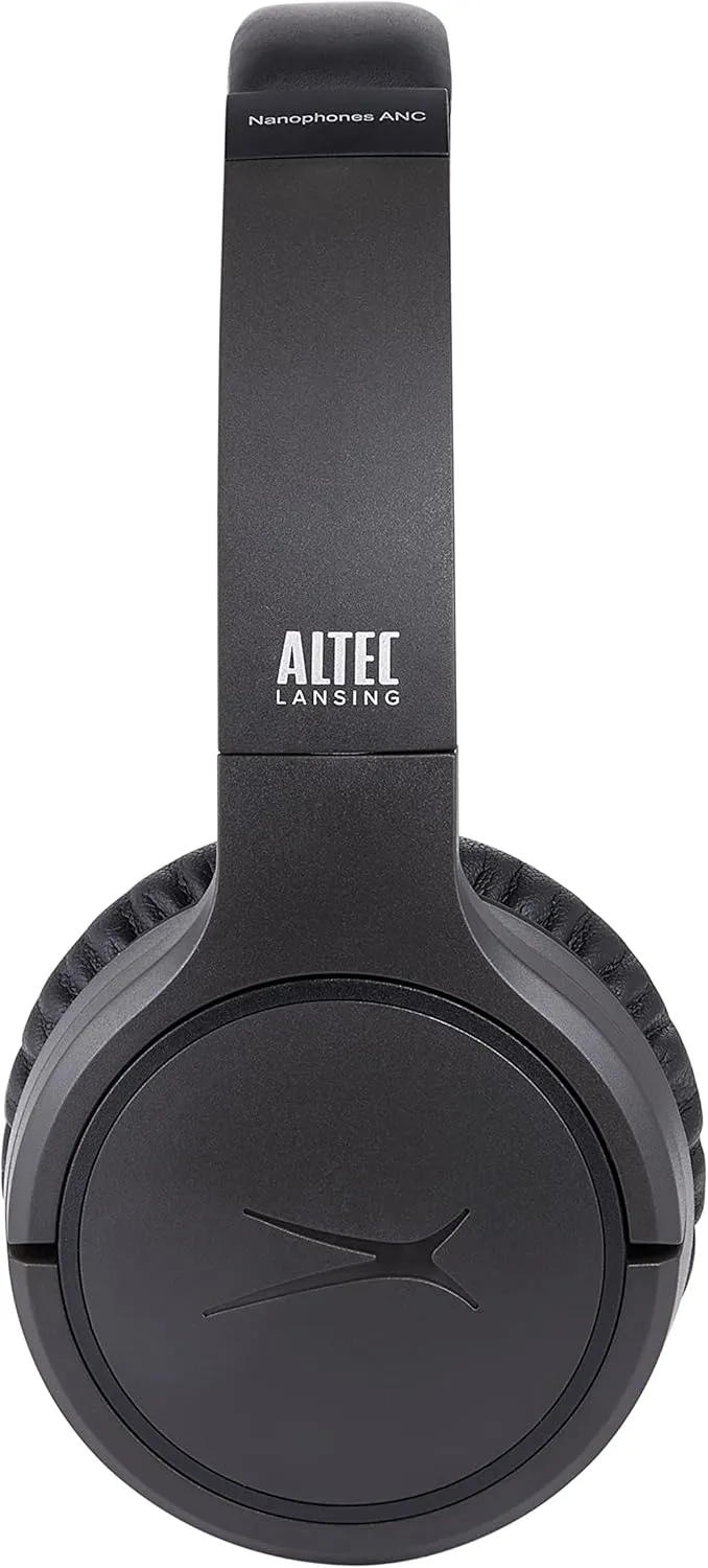 Altec Lansing Nanophones ANC Bluetooth Wireless Active Noise Cancelling Headphones On Ear Headphones 12 Hour Battery Life, Foldable Earcups, Removeable Mic for Working and Learning from Home (Grey)