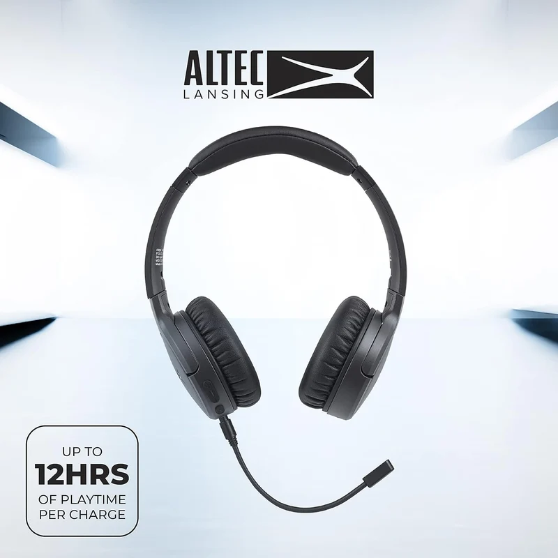 Altec Lansing Nanophones ANC Bluetooth Wireless Active Noise Cancelling Headphones On Ear Headphones 12 Hour Battery Life, Foldable Earcups, Removeable Mic for Working and Learning from Home (Grey)