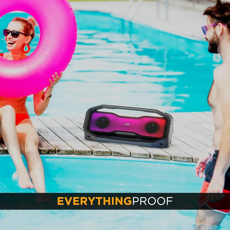 Altec Lansing Rockbox XL 2.0 Portable Bluetooth Wireless Speakers with Led Lights, IP67 Waterproof and Durable for Outdoor, 20 Hours Battery with App Control