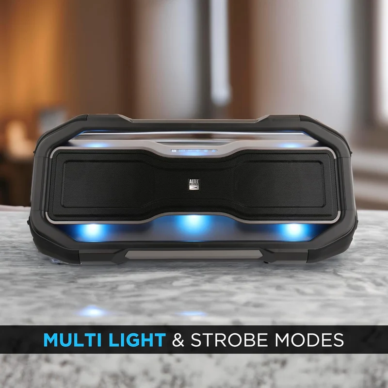 Altec Lansing ROCKBOX XL Wireless Bluetooth Speaker, Portable Waterproof Speaker with 20 Hour Playtime and 5 Illuminating LED Light Modes, Floating Wireless for Indoors and Outdoors