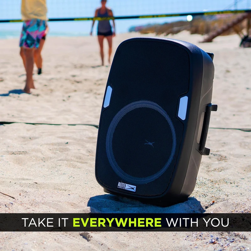 Altec Lansing SoundRover Wireless Trolley Bluetooth Speaker with Microphone, Rechargeable System Speaker for Parties, Karaoke DJ with Led Lights and USB Smartphone Charger