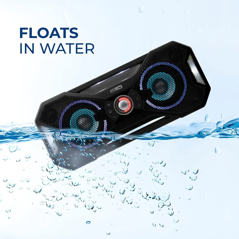 Altec Lansing Mix 2.0 - Waterproof Bluetooth Speaker with Strong Bass, Portable Speaker for Travel & Outdoor Use, 100 Foot Range & 20 Hour Playtime, Black