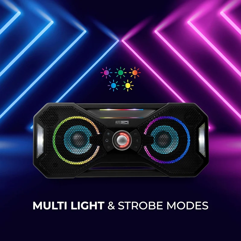 Altec Lansing Mix 2.0 - Waterproof Bluetooth Speaker with Strong Bass, Portable Speaker for Travel & Outdoor Use, 100 Foot Range & 20 Hour Playtime, Black