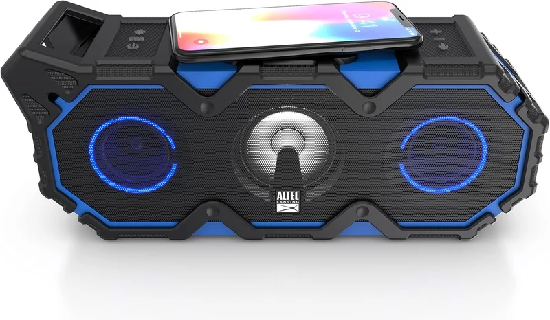 Altec Lansing Super Lifejacket Jolt - Waterproof Bluetooth Speaker, Durable & Portable Speaker with Qi Wireless Charging and Customizable Lights, Wireless Speaker for Travel & Outdoor Use Visit the Altec Lansing Store