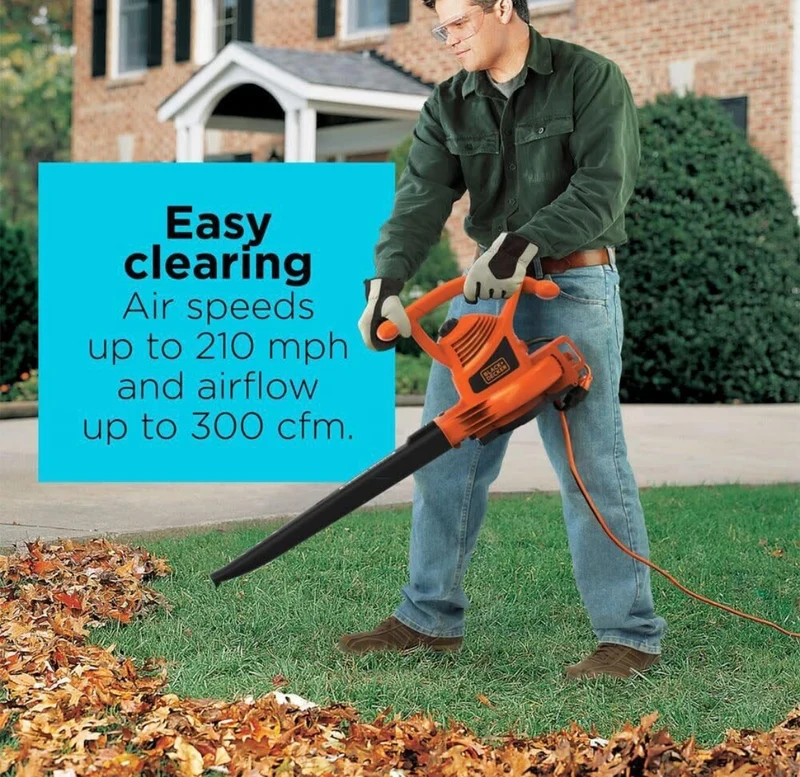 BLACK+DECKER 3-in-1 Electric Leaf Blower, Leaf Vacuum, Mulcher, 12-Amp (BV3100)
