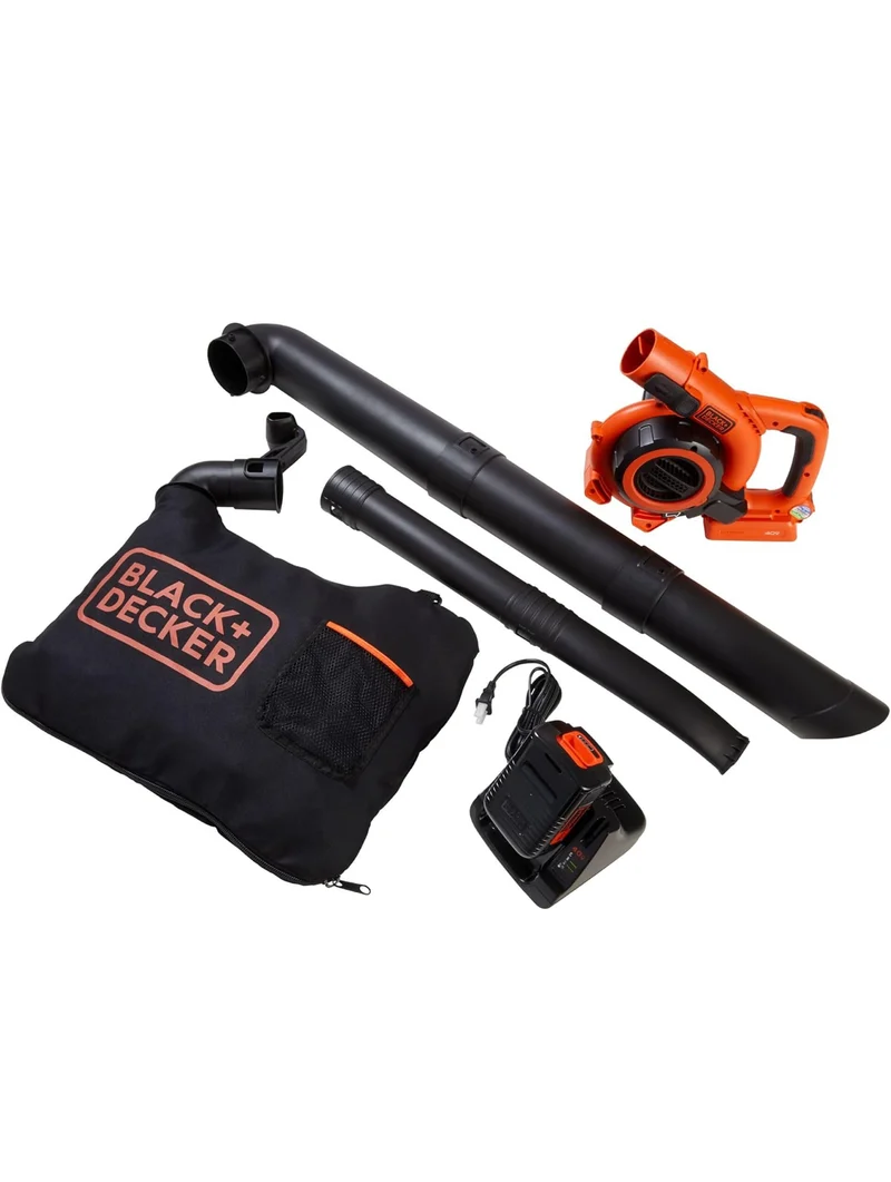 BLACK+DECKER 40V Cordless Leaf Blower Leaf Vacuum Combo Kit, 120 mph Air Speed, 6-Speed Dial, Built-in Scraper, with Collection Bag, Battery and Charger Included (LSWV36)