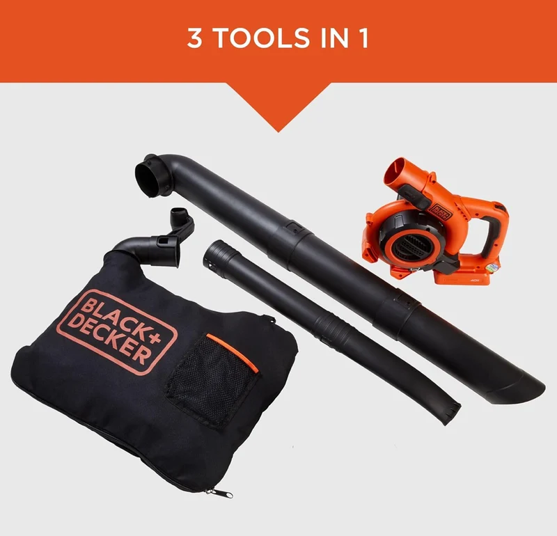 BLACK+DECKER 40V Cordless Leaf Blower Leaf Vacuum Combo Kit, 120 mph Air Speed, 6-Speed Dial, Built-in Scraper, with Collection Bag, Battery and Charger Included (LSWV36)