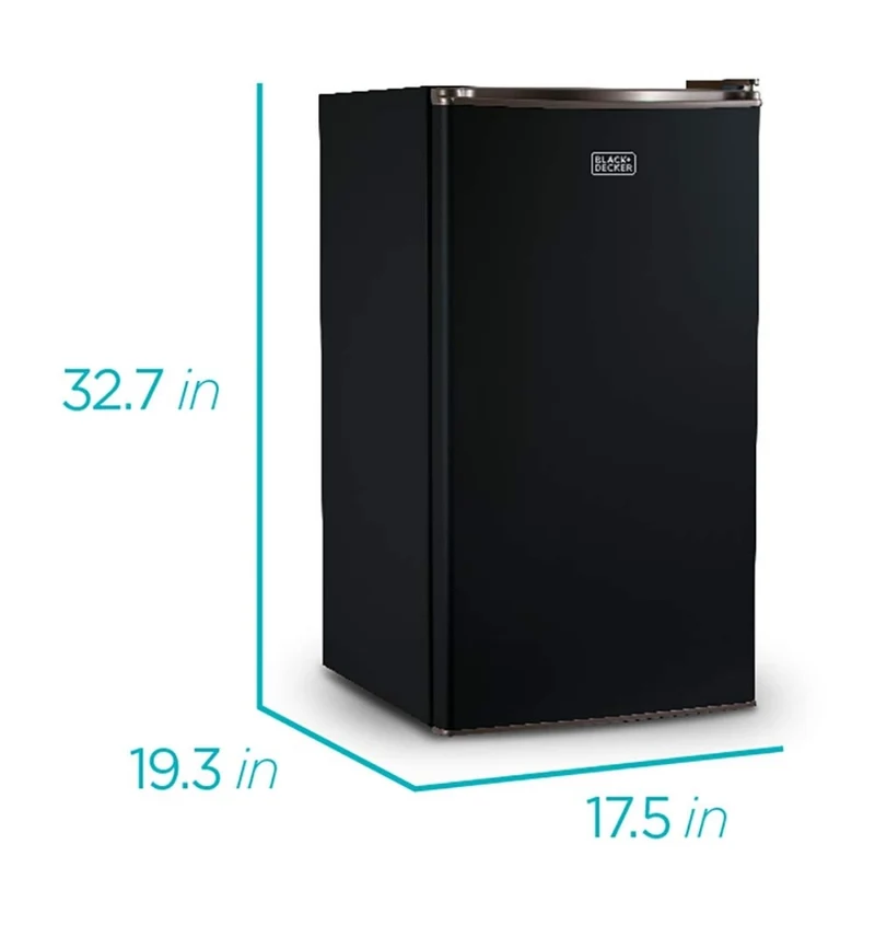 BLACK+DECKER Compact Refrigerator Energy Star Single Door Mini Fridge with Freezer, 3.2 Cubic Feet, Black