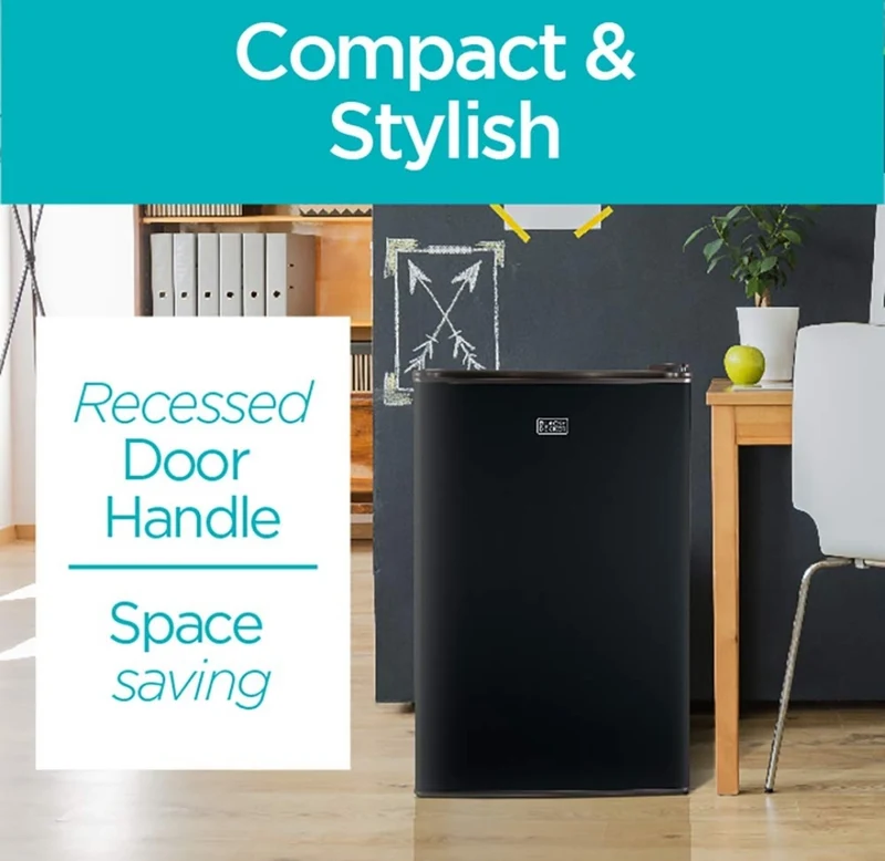 BLACK+DECKER Compact Refrigerator Energy Star Single Door Mini Fridge with Freezer, 3.2 Cubic Feet, Black