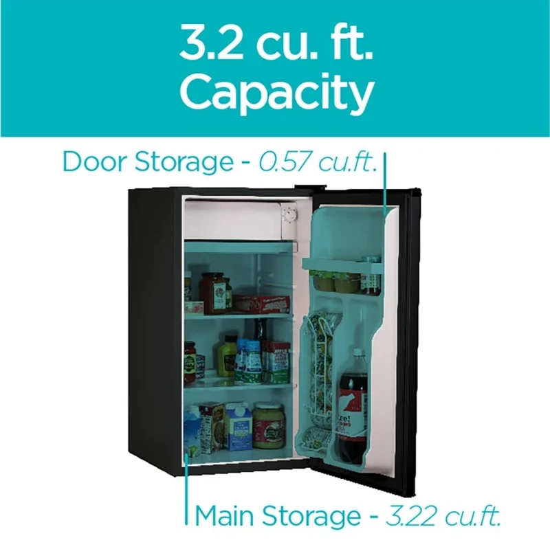 BLACK+DECKER Compact Refrigerator Energy Star Single Door Mini Fridge with Freezer, 3.2 Cubic Feet, Black
