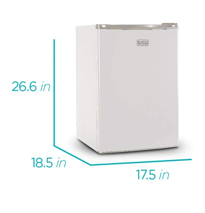 BLACK+DECKER Compact Refrigerator Energy Star Single Door Mini Fridge with Freezer, 2.5 Cubic Ft., White