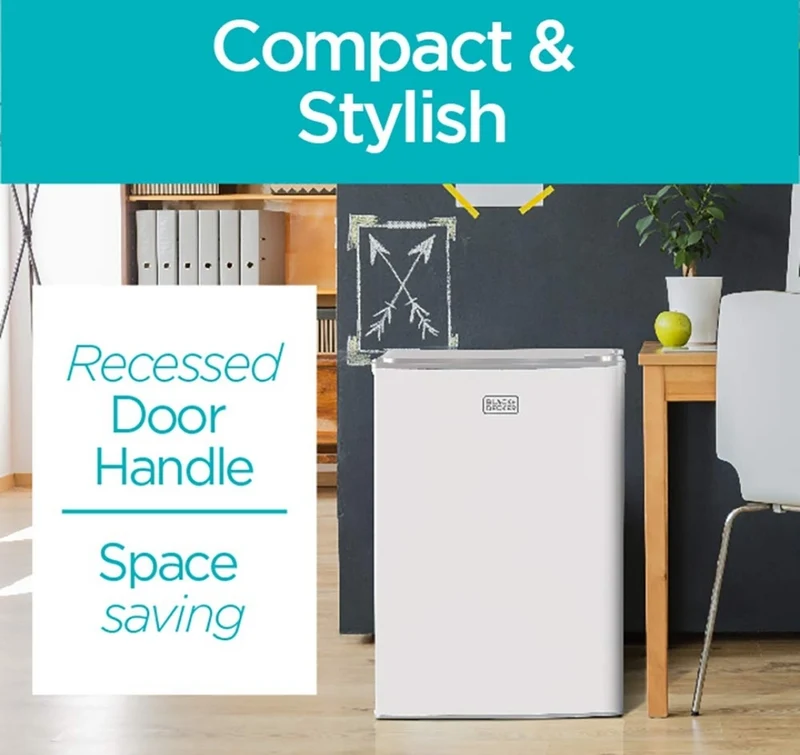 BLACK+DECKER Compact Refrigerator Energy Star Single Door Mini Fridge with Freezer, 2.5 Cubic Ft., White