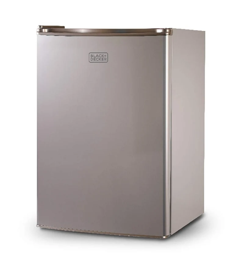 BLACK+DECKER 2.5 Cu. Ft. Compact Refrigerator, ENERGY STAR Certified Small Refrigerator, Single Door Mini Fridge with Freezer, Personal Fridge for Home/Dorm Room, R600a Refrigerant, VCM Stainless Look