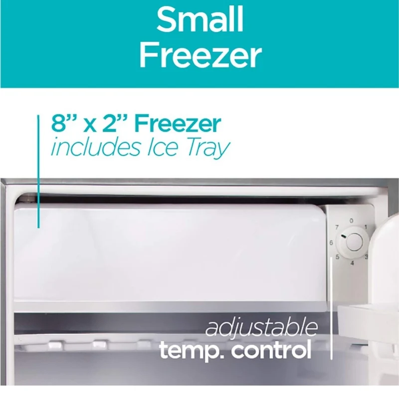 BLACK+DECKER 2.5 Cu. Ft. Compact Refrigerator, ENERGY STAR Certified Small Refrigerator, Single Door Mini Fridge with Freezer, Personal Fridge for Home/Dorm Room, R600a Refrigerant, VCM Stainless Look