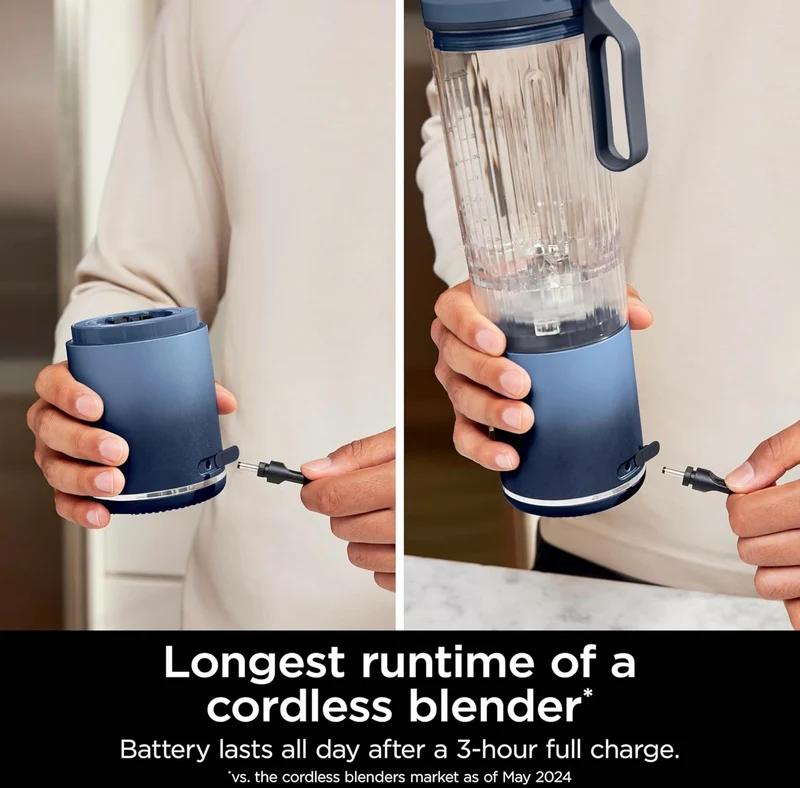 Ninja Blast Max, Portable Blender + Twist & Go, Personal Smoothie, Blend, Ice Crush, 3 Programs, Cordless, 22 oz - NAVY, BC251NV