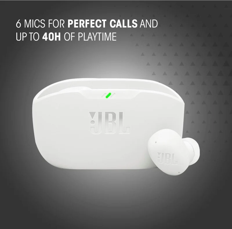JBL Vibe Buds 2 - True Wireless Noise Cancelling Earbuds Pure Bass Sound & Smart Ambient Technology - (White)