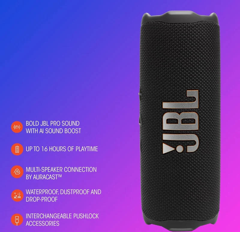 JBL Flip 7 - Portable Waterproof and Drop-Proof Speaker with Interchangeable Accessories (White)