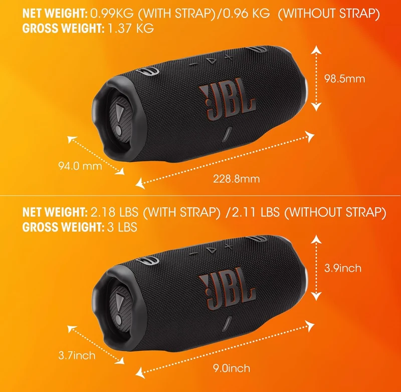 JBL Charge 6 - Portable Waterproof & Drop-Proof Bluetooth Speaker with a Sturdy/Removable Carrying Strap (Blue)