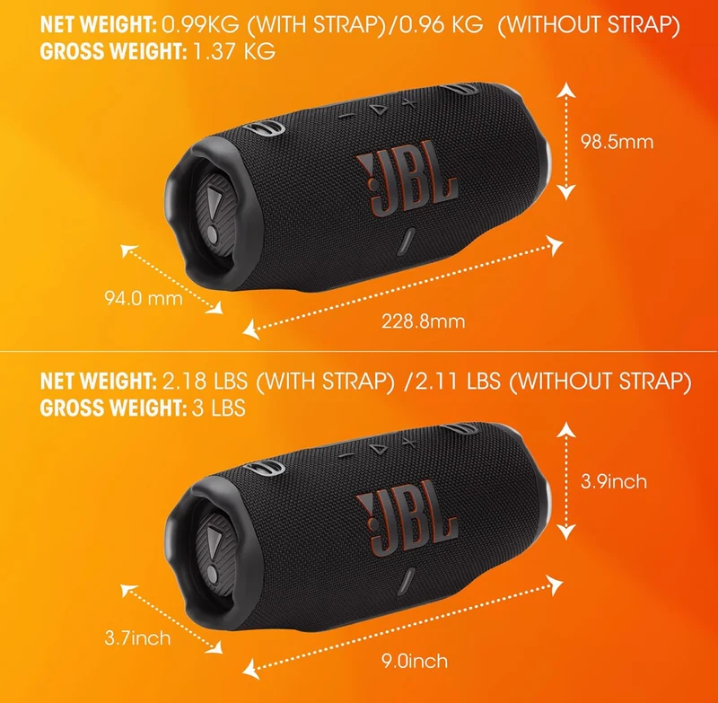 JBL Charge 6 - Portable Waterproof & Drop-Proof Bluetooth Speaker with a Sturdy/Removable Carrying Strap (Red)