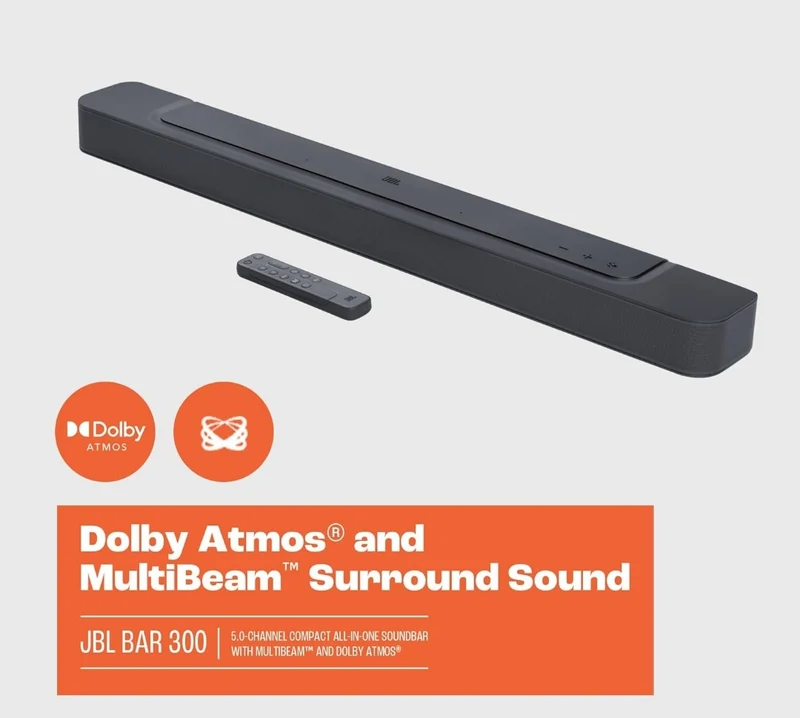 JBL Bar 300: 5.0-Channel Compact All-in-one soundbar with MultiBeam™ - Black