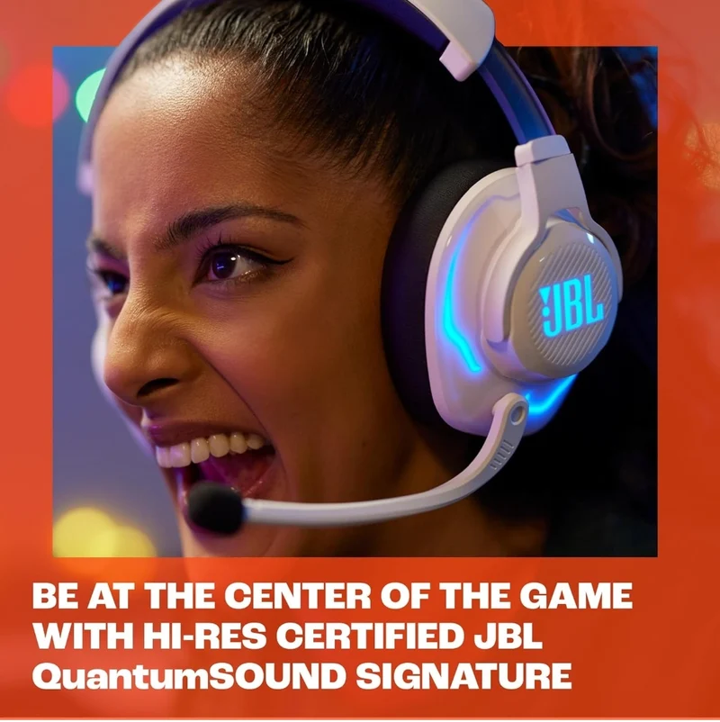JBL Quantum 910P - Wireless Consol Over-Ear Gaming Headset with Head Tracking-Enhance - (White)