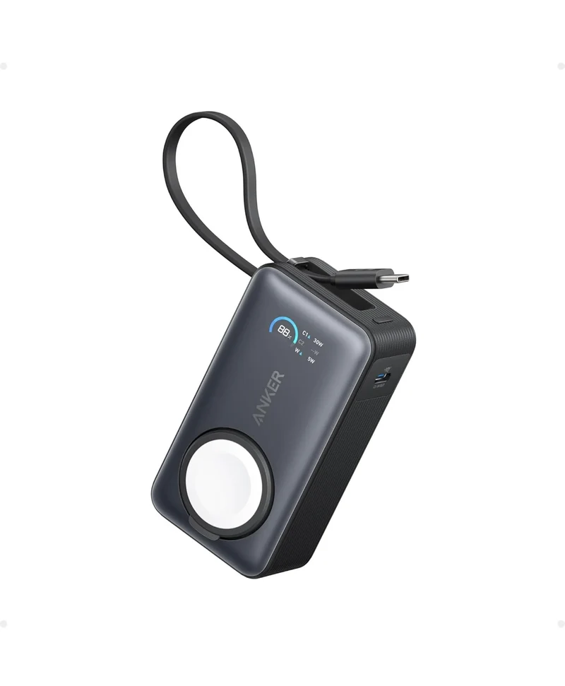 Anker MagGo Power Bank for Apple Watch, Officially Certified, 10,000 mAh Compact Battery - Black