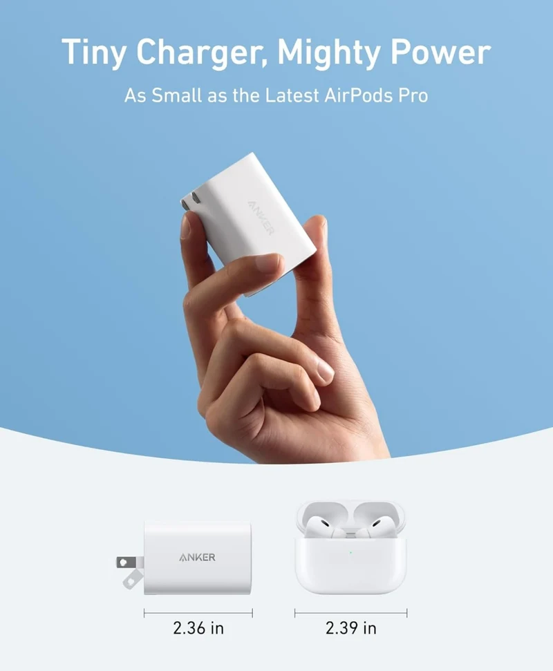 Anker Nano Charger, 100W Foldable Type C Charger for iPhone Series, and All USB C - 6FT USB-C Cable Included