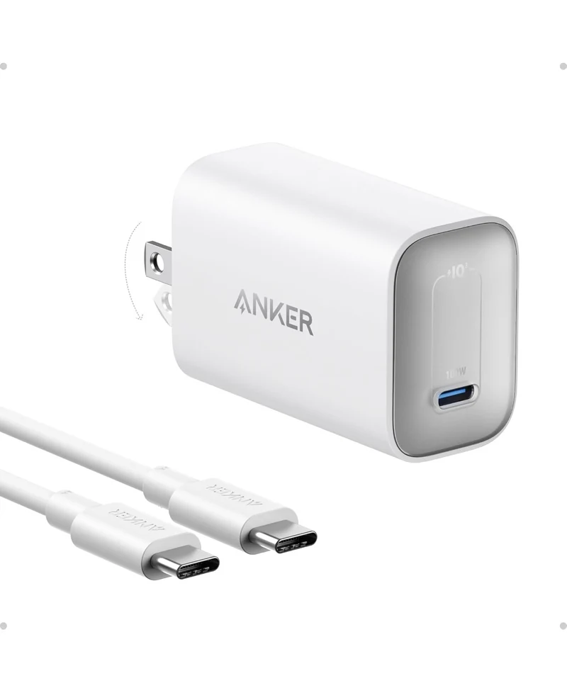 Anker Nano Charger, 100W Foldable MacBook Charger for iPhone Series, and All USB-C Devices, 6ft USB-C Cable Included