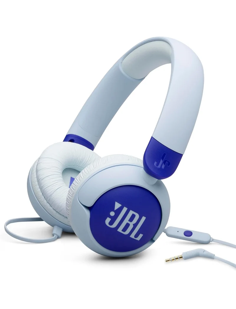 JBL Junior 320 - Wired on-Ear Kids Headphones Safe Sound Built-in mic, Fit for Kids - (Blue)