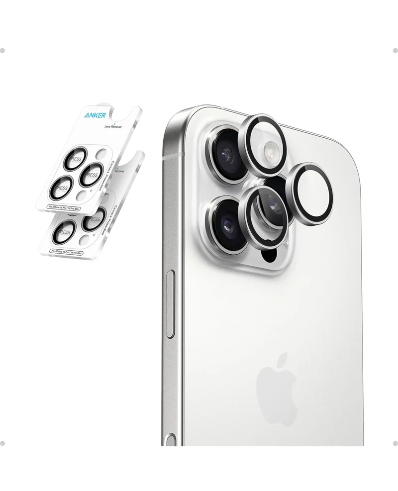 Anker Camera Lens Protector for iPhone 16 Pro/16 Pro Max, 2-Pack HD and Ultra-Durable - (Silver)