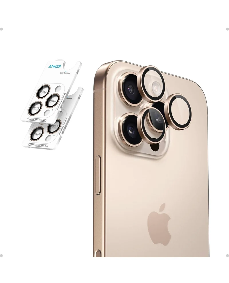 Anker Camera Lens Protector for iPhone 16 Pro/16 Pro Max, 2-Pack HD and Ultra-Durable - (Light Brown)