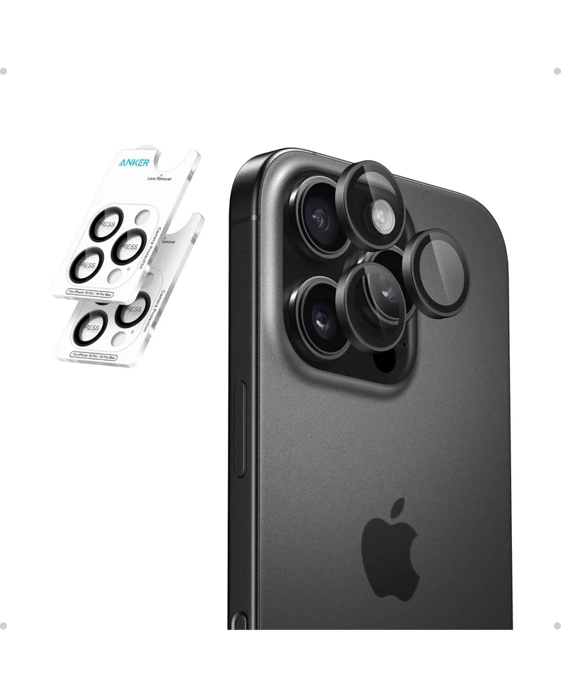 Anker Camera Lens Protector for iPhone 16 Pro/16 Pro Max, 2-Pack HD and Ultra-Durable - (Black)