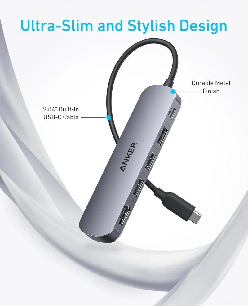 Anker USB-C Hub (5-in-1), 4K@30Hz HDMI with 100W Max Power Delivery - (Charger Not Included)