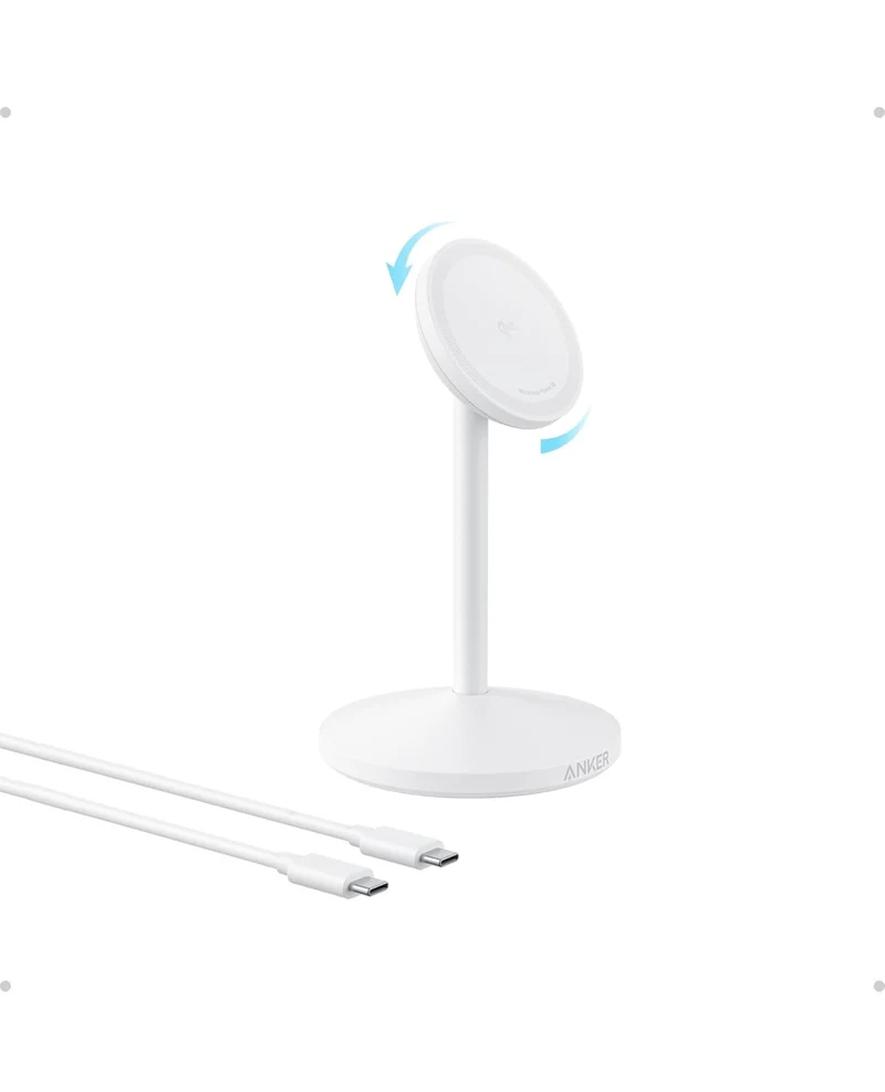 Anker MagGo iPhone 16 MagSafe-Compatible Wireless Charger Stand - WHITE (No AC Adapter)