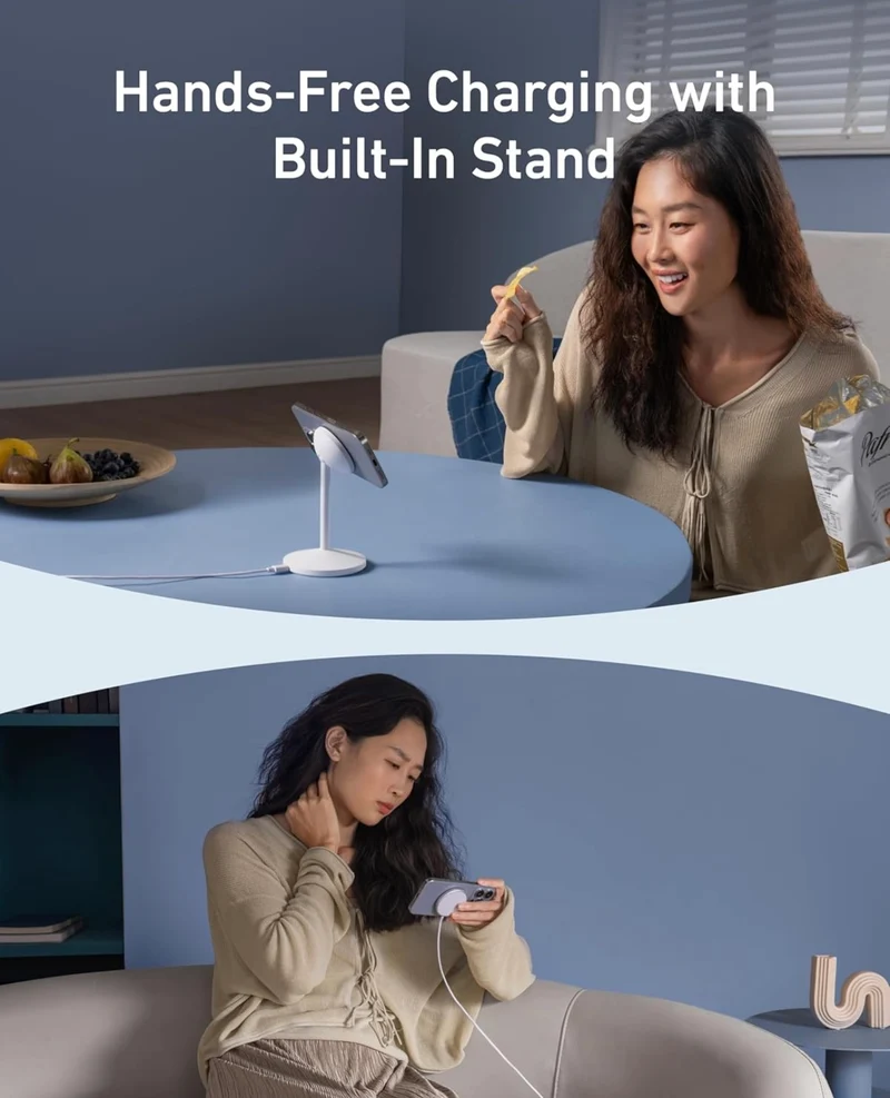 Anker MagGo iPhone 16 MagSafe-Compatible Wireless Charger Stand - WHITE (No AC Adapter)