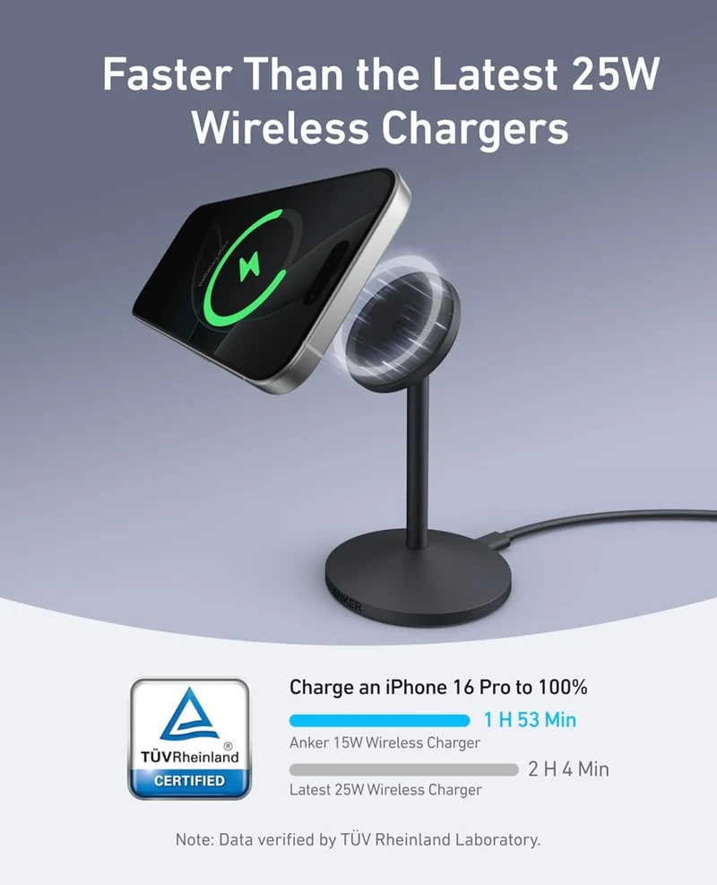 Anker MagGo iPhone 16 MagSafe-Compatible Wireless Charger Stand (No AC Adapter)