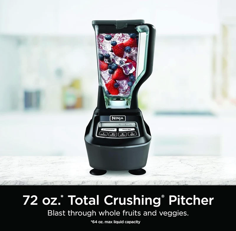 Ninja Blender, Food Processor, Blender for-Smoothies, Includes Pitcher, Smoothie Cup, and 8-Cup Bowl Mega Kitchen System, 120 Volts - Black, BL770AMZ