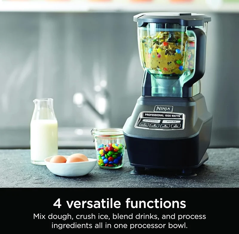 Ninja Blender, Food Processor, Blender for-Smoothies, Includes Pitcher, Smoothie Cup, and 8-Cup Bowl Mega Kitchen System, 120 Volts - Black, BL770AMZ