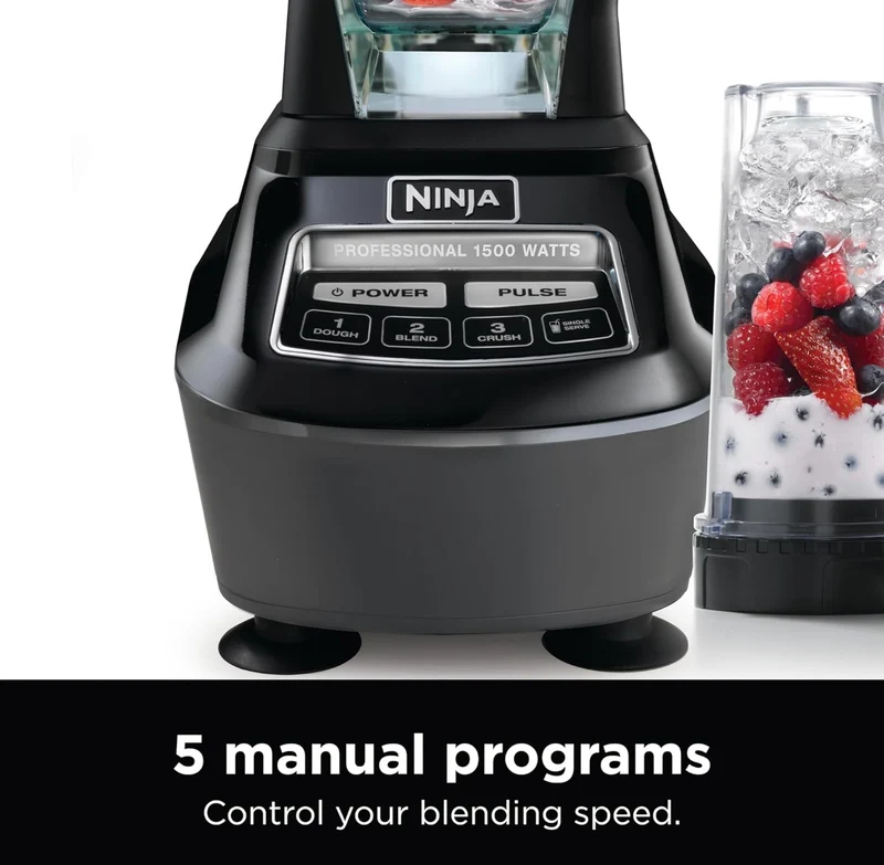 Ninja Blender, Food Processor, Blender for-Smoothies, Includes Pitcher, Smoothie Cup, and 8-Cup Bowl Mega Kitchen System, 120 Volts - Black, BL770AMZ