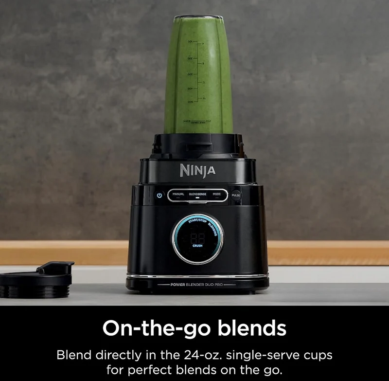 Ninja Detect Power Blender Pro + Personal Single-Serve, BlendSense Technology Compact Kitchen Countertop, 1800 P-Watts, 72 oz. Pitcher, (2) 24 oz. Cups - Black TB301