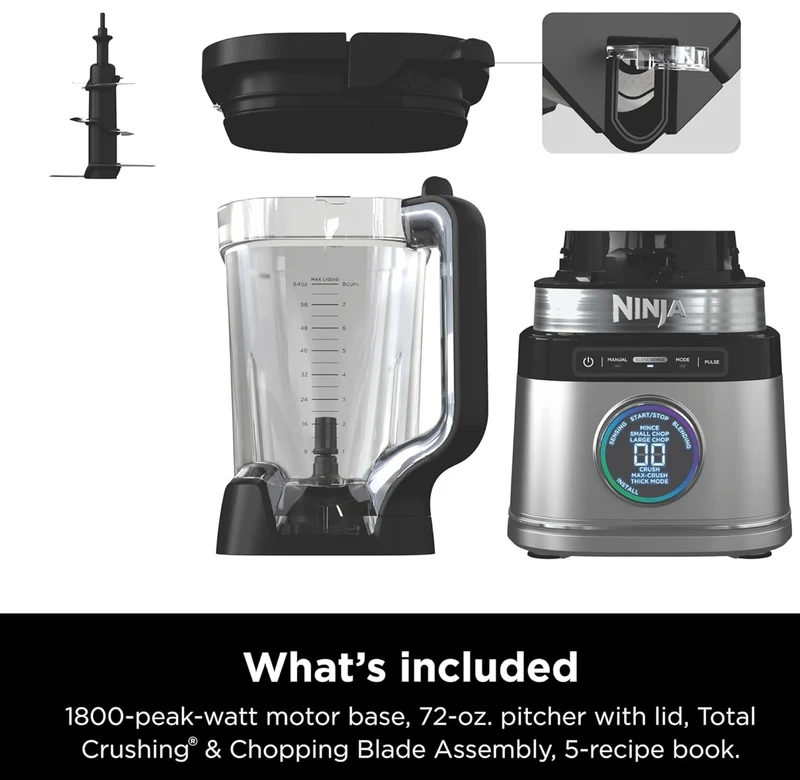 Ninja TB201 Detect Power Blender Pro, BlendSense Technology, For Smoothies, Shakes & More, 1800 Peak Watts, 72 oz. Pitcher, Blender - Black